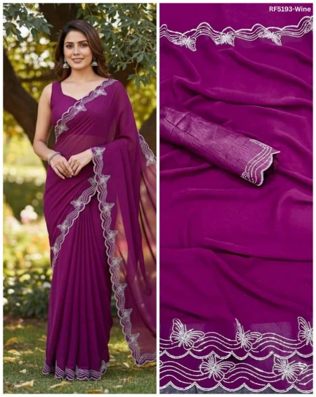 Elegant Heavy Fox Georgette Saree with Hotfix Work!