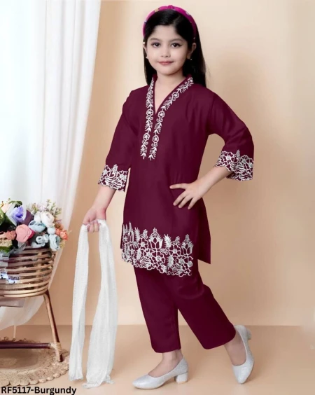 Elegant Kid’s Kurti Set with Embroidery – Premium Collection!
