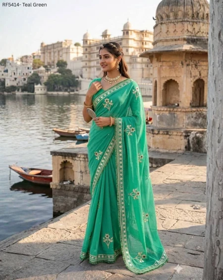 Royal Georgette Saree with Handwork Gota Patti Festive Wedding Wear for Women!