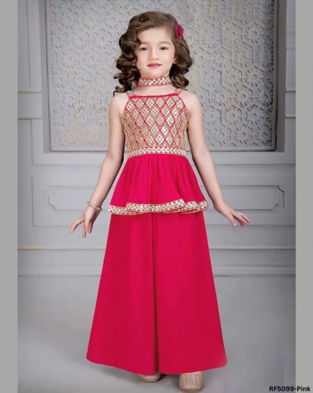 Stylish Kids Palazzo Set with Dupatta – Sequence Embroidery!