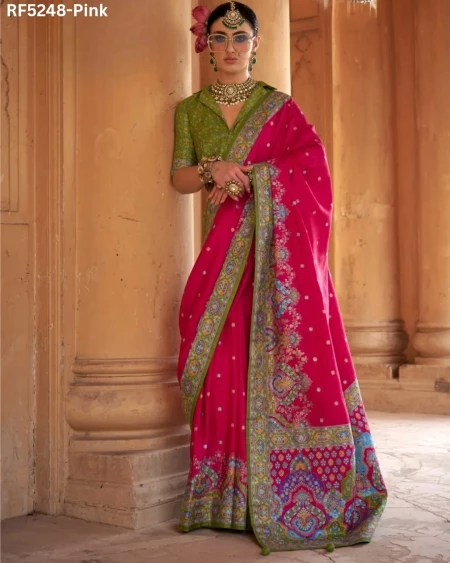 Luxury in Every Drape – Elegant P.V Silk Printed Saree!