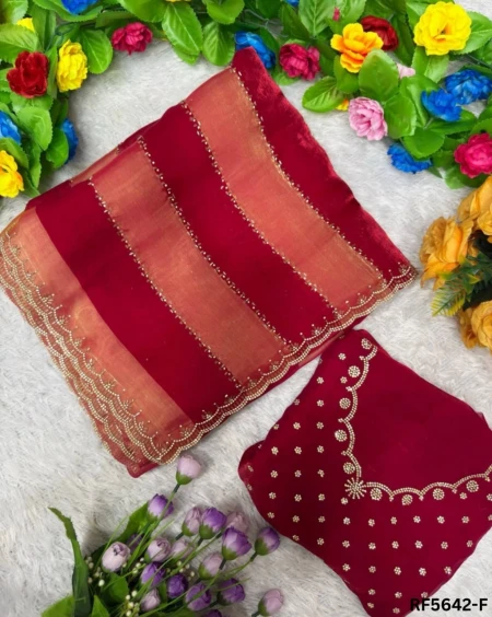 Space Silk Jarkhan Work Saree with Unstitched Blouse!