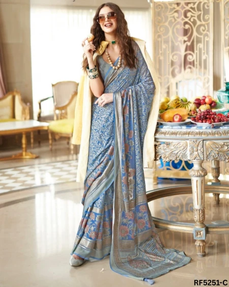 Luxury in Every Drape – Elegant P.V Silk Printed Saree!