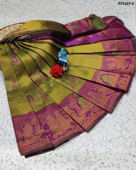 Premium Banarasi Silk Saree with Flower–Mina Design & Rich Zari Pallu!