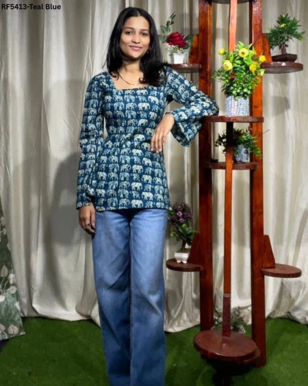 Cotton Printed Short Kurti Casual Daily Wear Comfortable Ethnic Top for Women!