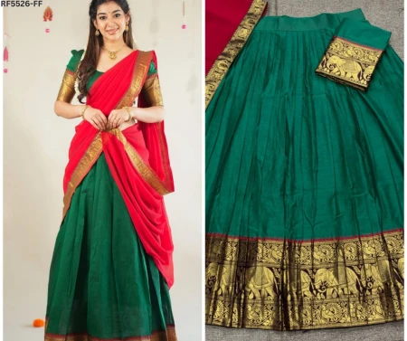 Kanchi Cotton Zari Weaving Lehenga Set with Georgette Dupatta!