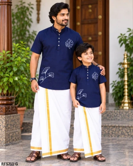 Father & Son Soft Magic Cotton Printed Jippa Combo – Stylish Traditional Wear!
