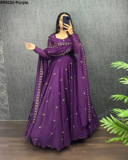 Luxury Zipsy Silk Gown Set with Dupatta – 5 Stunning Shades!