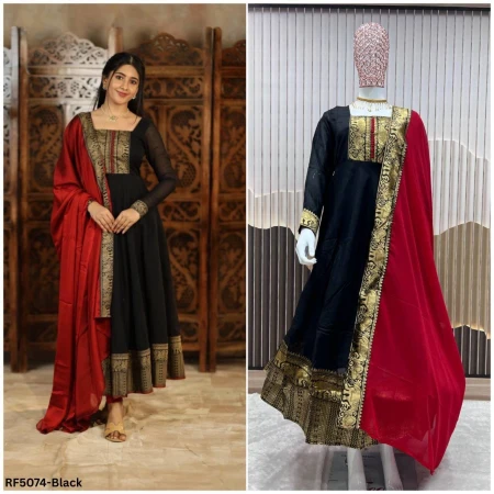 Exclusive Vichitra Silk Gown Set for Special Occasions!