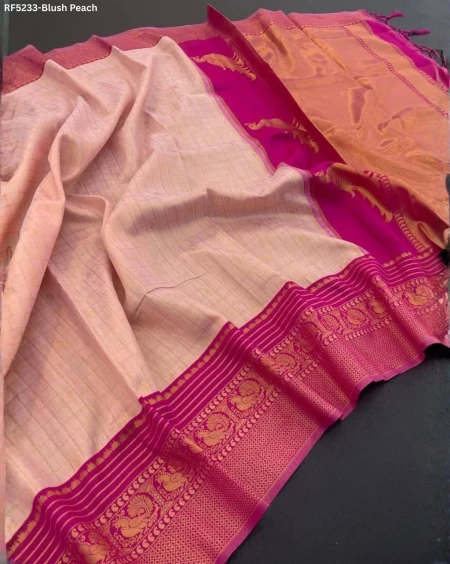 Elegant Kalyani Cotton Saree with Golden Zari Work!