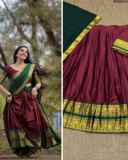Kanjivaram Silk Zari Weaving Lehenga Set with Georgette Dupatta!