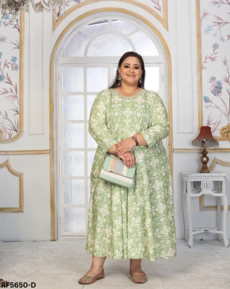 Plus Size Rayon Handwork Long Gown Kurti Elegant Party & Festive Wear!