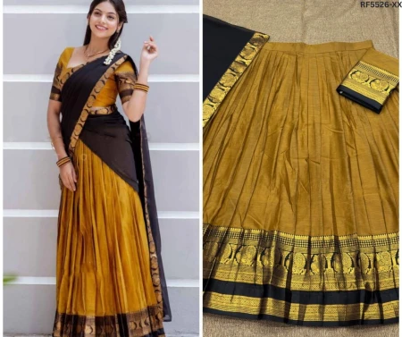 Kanchi Cotton Zari Weaving Lehenga Set with Georgette Dupatta!