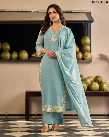 Pure Chinon Embroidered Kurti Set with Chinon Dupatta!