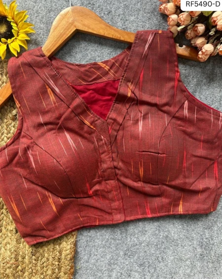 Ikkat Handloom Cotton Kurti Boat Neck Readymade blouse!