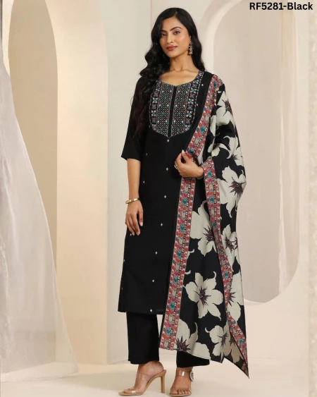 Elegant  Kurti Set with Embroidery & Chinon With Digital Print Dupatta!
