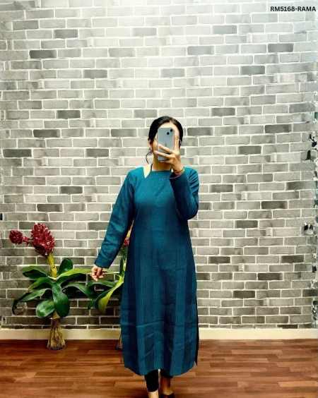 Premium Roman Silk Kurti with Sequence & Embroidery Work!