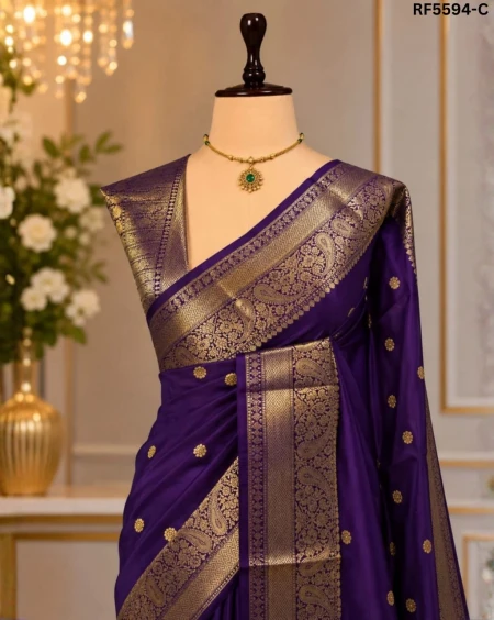 Banarasi Silk Saree with Soft Zari Weaving Border!