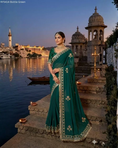 Royal Georgette Saree with Handwork Gota Patti Festive Wedding Wear for Women!