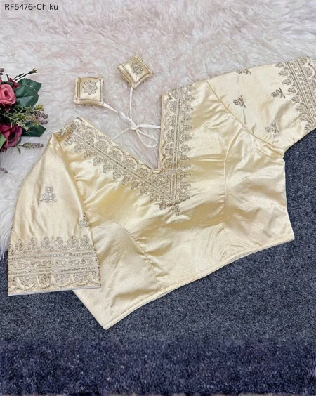 Satin Mosc Embroidered Readymade Blouse!