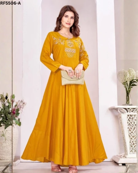 Heavy Maslin Embroidered Gown with Cotton Inner!