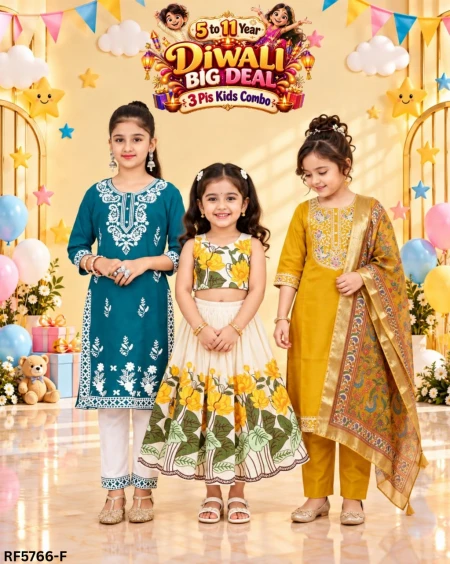 Girls Ethnic Wear Combo Set – 3 Designs