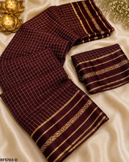 Elegant Viscose Georgette Digital Checks Print Saree – Stylish Traditional Wear for Women!
