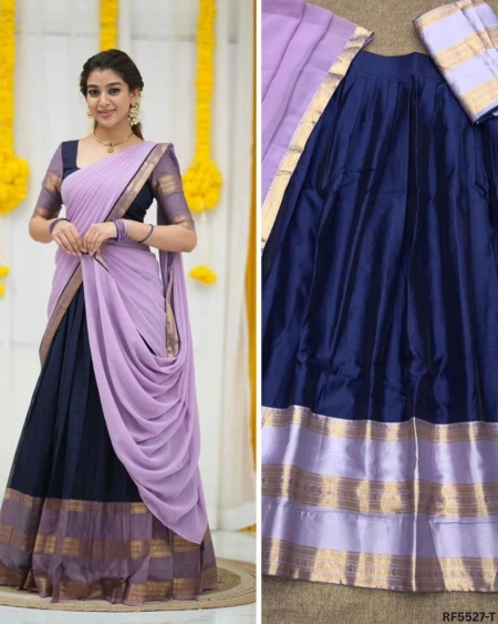 Kanjivaram Silk Zari Weaving Lehenga Set with Georgette Dupatta!
