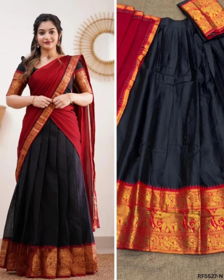 Kanjivaram Silk Zari Weaving Lehenga Set with Georgette Dupatta!