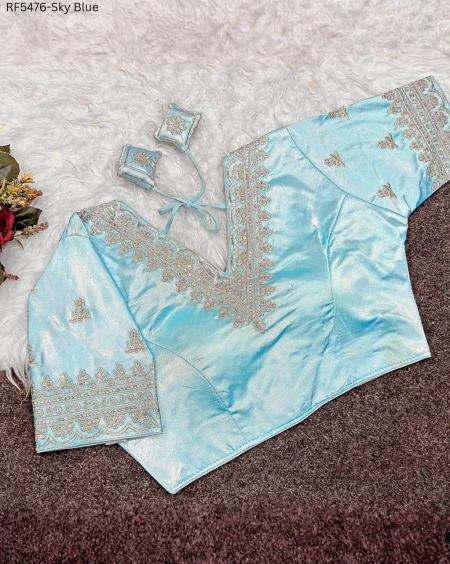 Satin Mosc Embroidered Readymade Blouse!