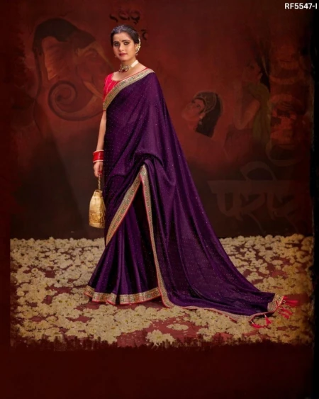 Vichitra Saree with Swarovski Sequence Border!