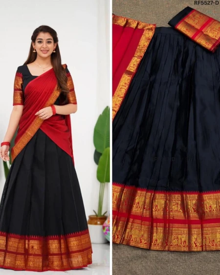 Kanjivaram Silk Zari Weaving Lehenga Set with Georgette Dupatta!