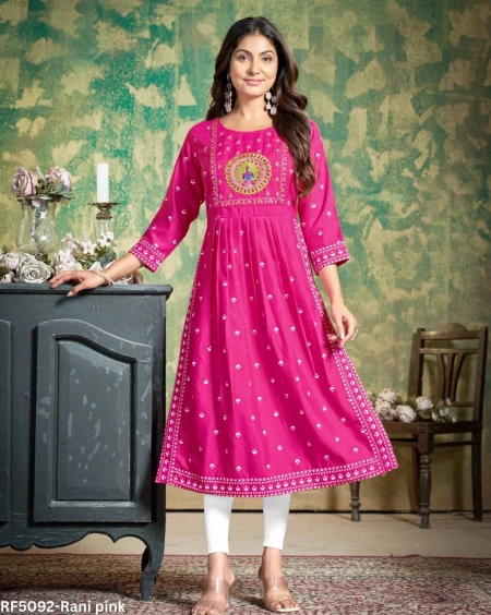 Premium Tasla Kurti with Embroidery & Khadi Print Design!