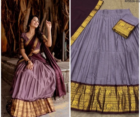 Kanchi Cotton Zari Weaving Lehenga Set with Georgette Dupatta!