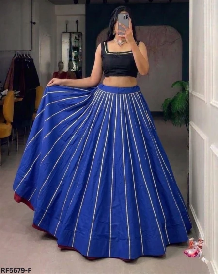Elegant Cotton Zari Work Full Flare Skirt.