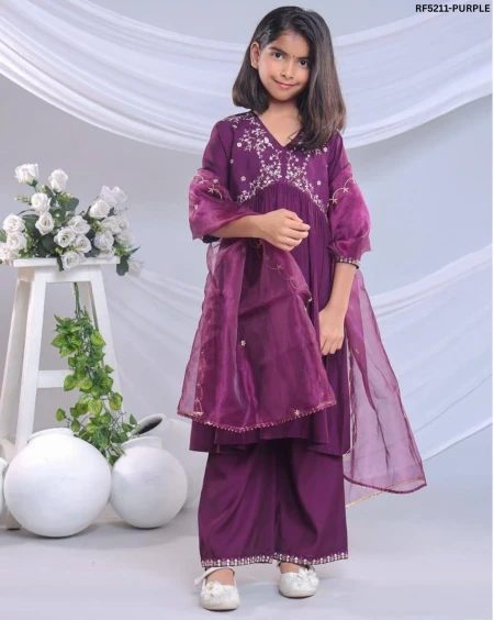 Elegant Viscose Gown with Sequin Embroidery & Organza Dupatta!