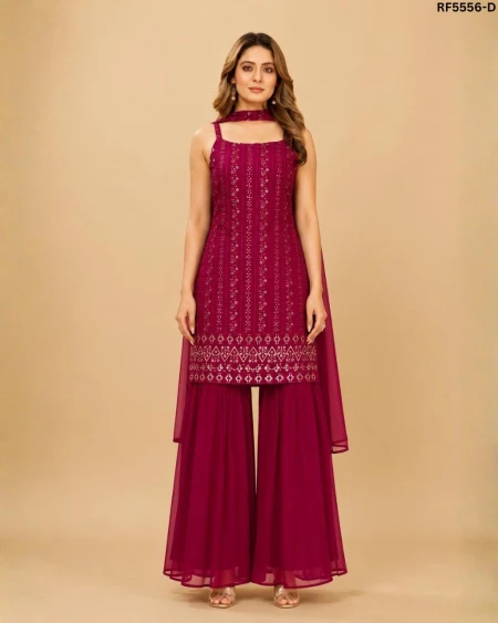 Fox Georgette Sequence Embroidered Sharara Set with Dupatta!