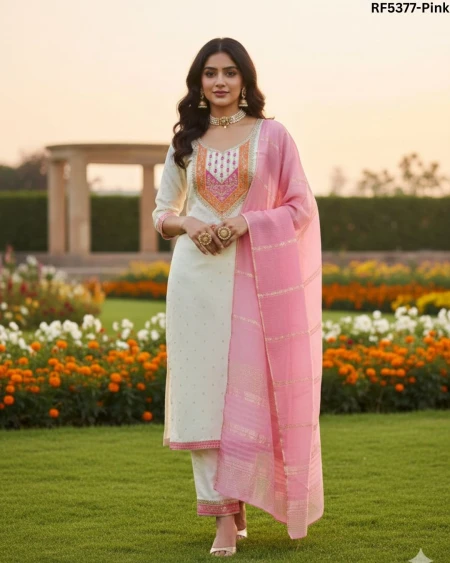 Premium Soft Modal Unstitched Suit Material with Buti Coding Work & Jacquard Dupatta!