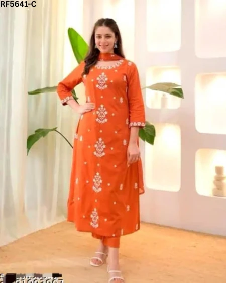 Rayon Slub Kurti Set with Pure Chanderi Dupatta!