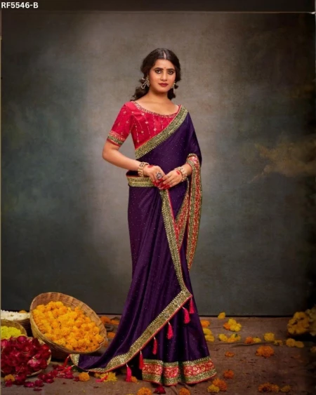 Satin Swarovski Work Saree Elegant Party Wear!