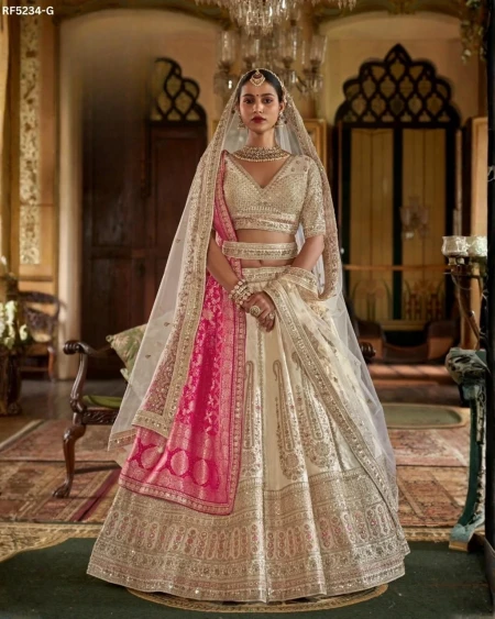 Designer Raw Silk Embroidered Lehenga Choli with Stylish Double Dupatta!