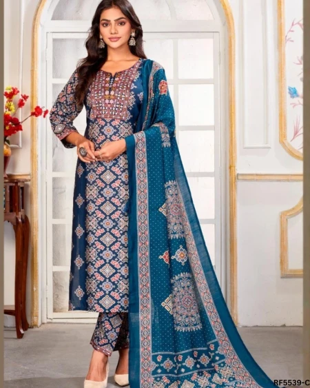 Chanderi Embroidered Kurti Set with Printed Dupatta!