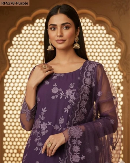 Elegant Net Kurti Set with Embroidery & Silk Blend Dupatta!