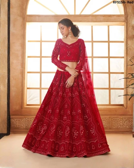 Glamorous Heavy Net Chain Work Lehenga with Elegant Lace Dupatta!