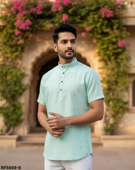 Linen Cotton Jacquard Butta Jippa for Men Stylish Traditional Ethnic Wear!
