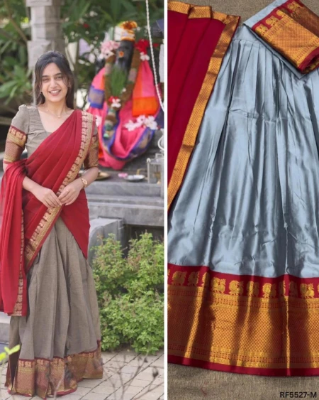 Kanjivaram Silk Zari Weaving Lehenga Set with Georgette Dupatta!
