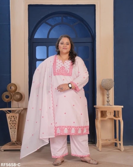 Premium Pure Cotton Embroidered Kurti Set with Mal Cotton Dupatta!