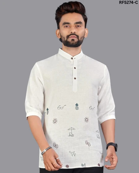 Handwoven Linen Jippa with Chinese Collar & 3/4th Sleeves!