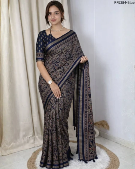 Elegant Silk Saree with Traditional Ajrakh Design!