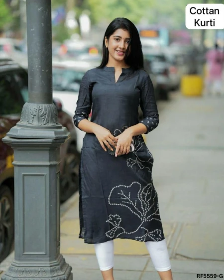 Cotton Printed Kurti with Crepe Inner Comfortable Daily Wear!